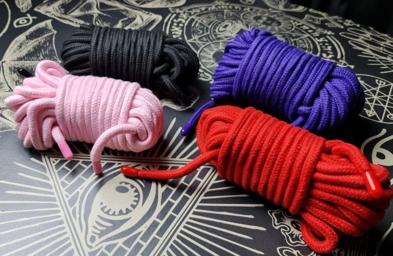 BDSM soft cotton shibari rope variety of colours - Black 10M / With safety shears