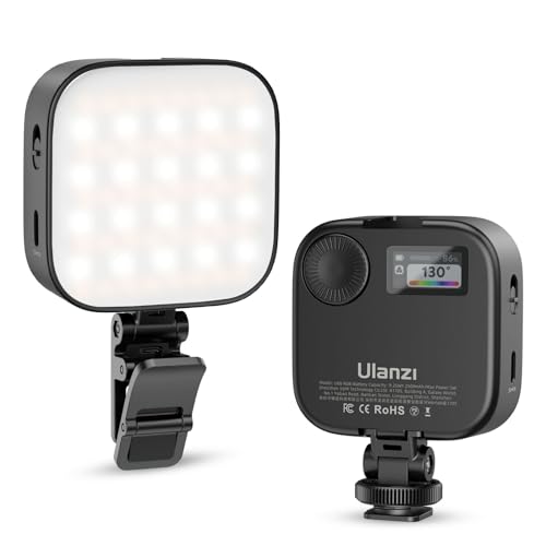 Ulanzi U60 RGB Selfie Light avec Clip, 3 Modes D'éclairage pour Téléphone Portable avec 18 Scènes Lumineuses, Mini Videolight Dimmable 2500k-9000k avec Batterie 2500mAh, pour Téléphone, Tablette