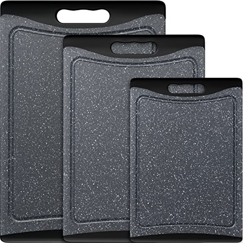 Extra Large Cutting Boards, Plastic Cutting Boards for Kitchen (Set of 3), Dark Grey - Dark Gray