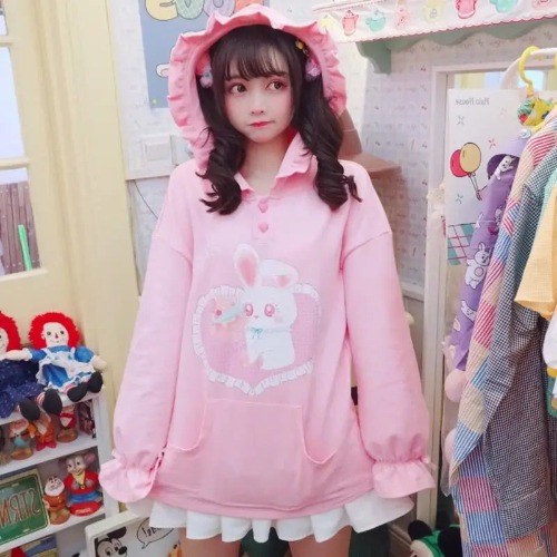 Kawaii Baby Bun Hoodie with Ice Cream Design for Little Ones - L