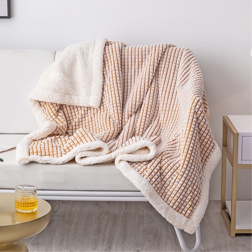 LOMAO Sherpa Blanket Throw Blanket 60x80 Soft Warm Fleece Blanket Thick Blanket with Grid Pattern for Couch Sofa Bed Chair Home Decor (Mustard Yellow, 60"x80") - Mustard Yellow+sherpa 60"x80"