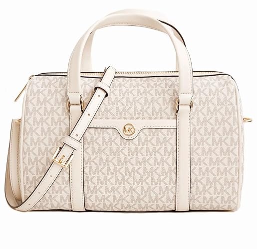 Michael Kors JST TRAVEL MEDIUM DUFFLE SATCHEL SHOULDER CROSSBODY BAG LIGHT CREAM