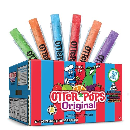 Otter Pops Freezer Bars, Fat Free Ice Pops, Original Flavors (80ct - 1oz bars) - 1 Ounce (Pack of 80)