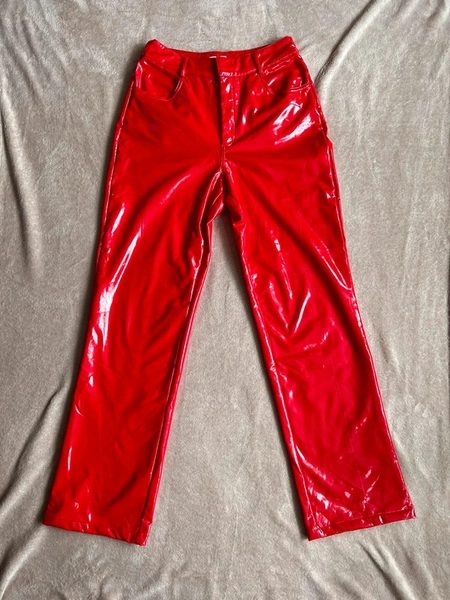 Oh Polly Red Leather Trousers 