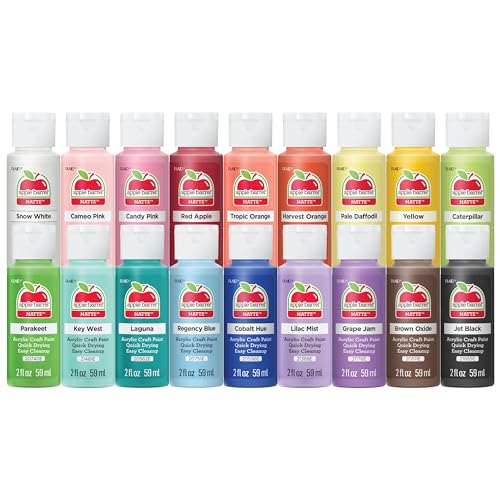 Apple Barrel, Pastel Dreams & Vivid Wonders Collection Acrylic Craft Paint, PROMOTCK, 2 fl oz each, 18 assorted matte colors, 18 count - 18 pc Pastel Dreams & Vivid Wonders