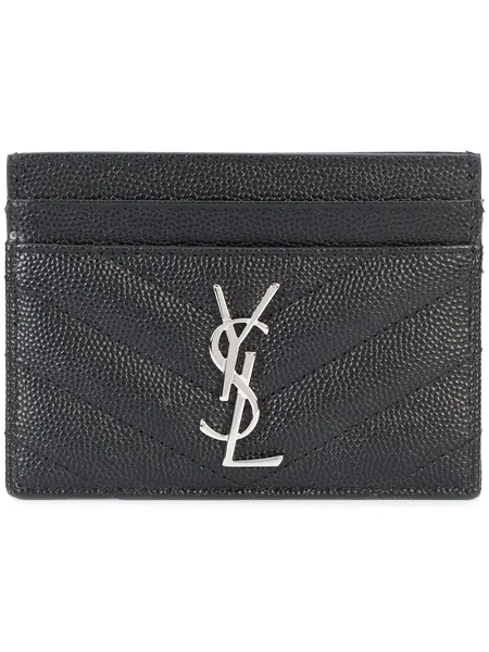 Monogram grained-leather cardholder