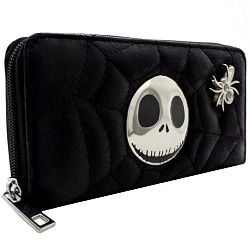 The Nightmare Before Christmas Nightmare Before Christmas Quilted Web Black Coin and Card Clutch Purse, One Size