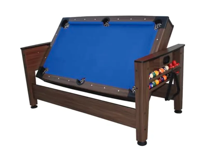 6ft Family Indoor Leisure Multi Games 2 in 1 Flip Pool and Air Hockey Table In Mahogany With All Accessories, Great for Kids and Adults