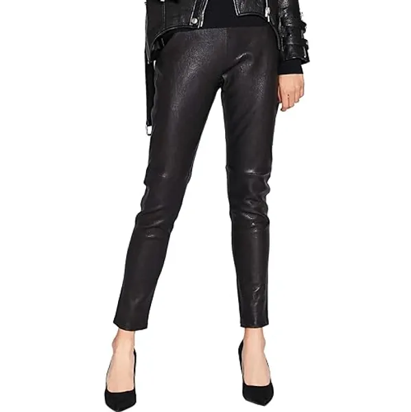 Leather Leggings for Women Stretchy High-Waisted Skinny Leather Pants Black SmartUniverseWear