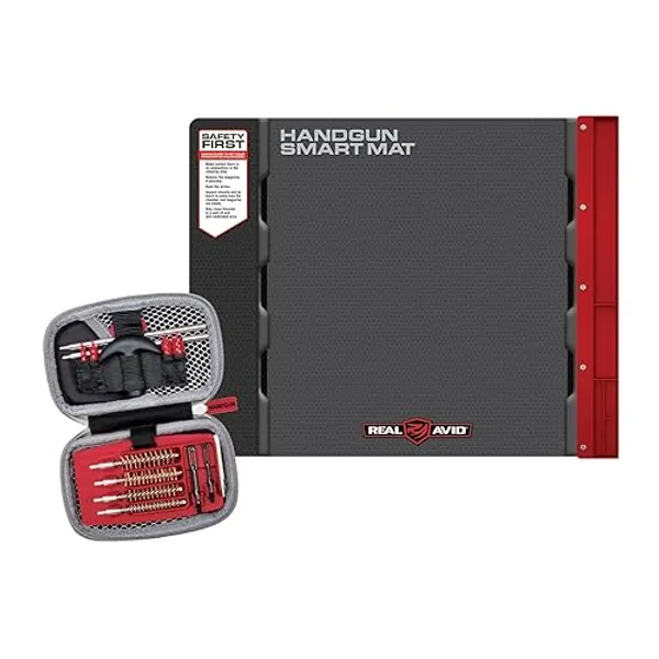 Real Avid Handgun Cleaning Kit | includes Gun Cleaning Mat 19x16 with Magnetic Parts Tray & Gun Cleaning Supplies for 22, 357, 38, 380, 9mm, 40, 41, 44, 45 Caliber Pistols (Choose Style below)