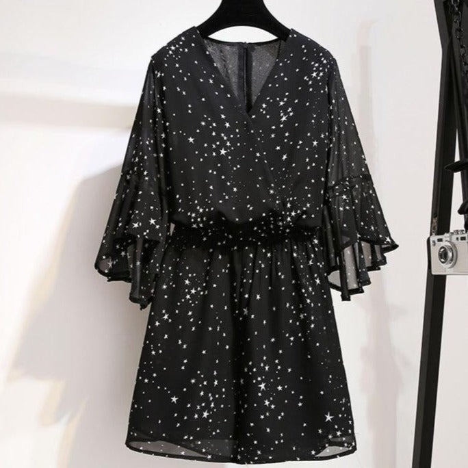 'Galactic' Black Star Romper Playsuit. Plus Size - black / XXL