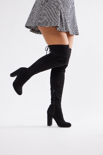 Pretty In Thigh High Boots - Black