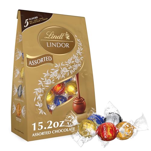 Lindt LINDOR Assorted Chocolate Candy Truffles, Valentine's Day Chocolate, 15.2 oz. Bag - Assorted - 15.2 Ounce (Pack of 1)