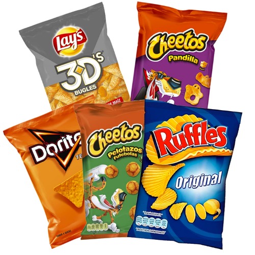 Pack Snacks y Patatas Fritas - Lay's, Cheetos y Doritos: 3 Pandilla, 3 Pelotazos, 3 Ruffles Original, 3 Tex-Mex y 3 3D's, Total: 534 g en 15 bolsas de Aperitivos Crujientes e Irresistibles
