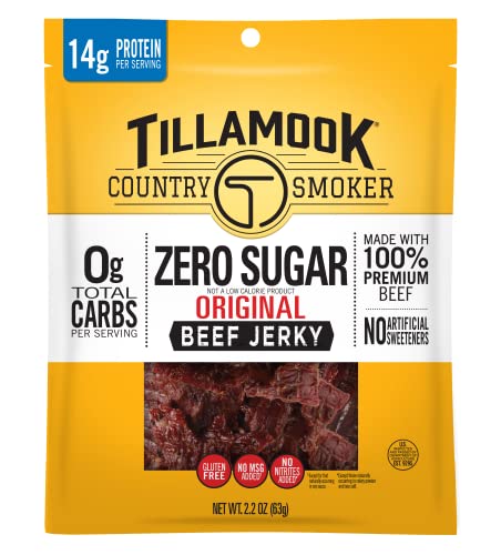 Tillamook Country Smoker Zero Sugar Keto Friendly Beef Jerky, Original, 2.2 Ounce - Original - 2.2 Ounce (Pack of 1)