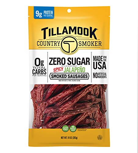 Tillamook Country Smoker Keto Friendly Zero Sugar Smoked Sausages, Spicy Jalapeño, 10 Ounce - Spicy Jalapeno - 10 Ounce (Pack of 1)