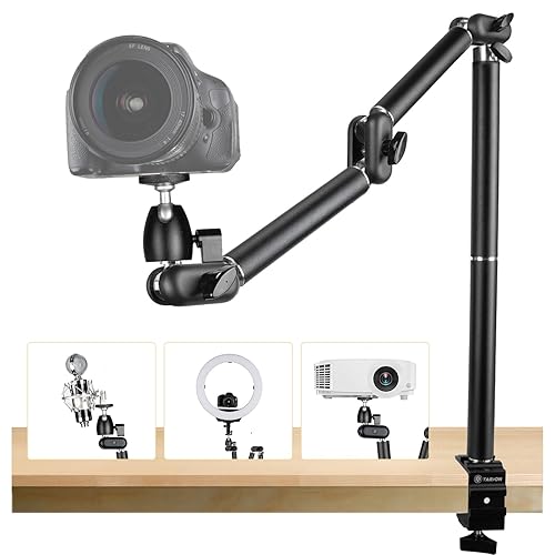 TARION Desk Camera Mount Stand Heavy Duty Articulated Camera Arm Articulating Table Mount Camera Stand Adjustable Flexible Gear Joints TKA01-L - TKA01-L - L