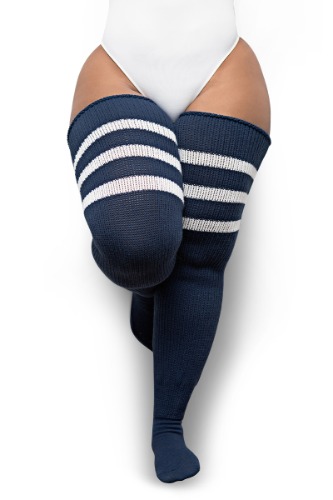 Faded Navy & White Stripes - Long 36 Inches