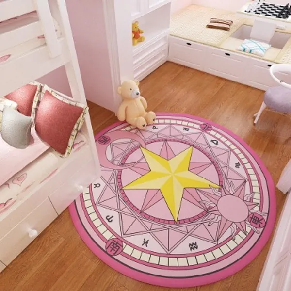 Sakura Magic Circle Round Style Decoration Anime Fluffy Rugs Anti Skid Shaggy Area Home Carpet Floor Computer Chair Mat|Carpet|   - AliExpress