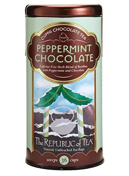 The Republic of Tea Peppermint Cuppa Chocolate Tea, 36 Tea Bags, Rooibos Tea Dessert Blend