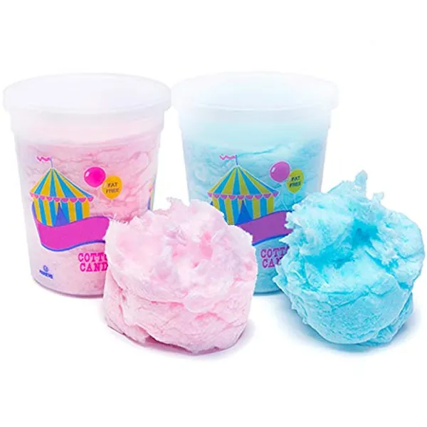 JustSnackin' Cotton Candy, 2 - Tubs (2 oz each) 4 oz Total, Blue and Pink, Treat Ideas Included by JustHangin' Copyright 2019