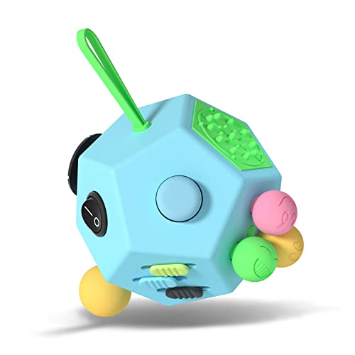 Fidget Dodecagon –12-Side Fidget Toys Cube Relieves Stress and Anxiety Anti Depression Cube for Children and Adults with ADHD ADD OCD Autism (B3 Blue Sky) - B3 Blue Sky