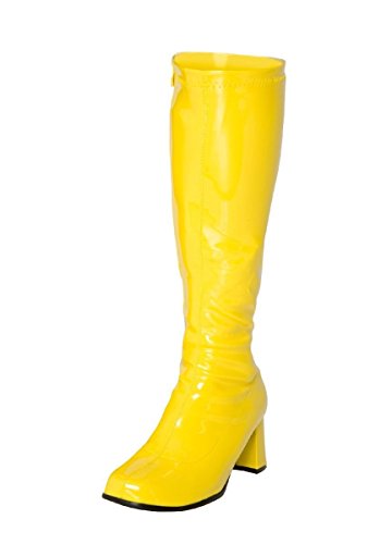 Ladies Womens Fancy Dress Party GO GO Boots 1960s & 1970s Retro Sizes 3-12 - 6 UK - Yellow Patent
