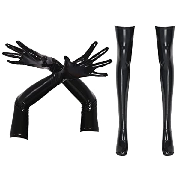 CHICTRY Womens PVC Leather Long Gloves Stretchy Opera Length Finger Gloves Evening Party Dress Up