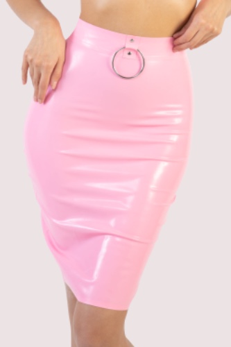 Imogen Pink Latex and Ring Pencil Skirt | UK 8
