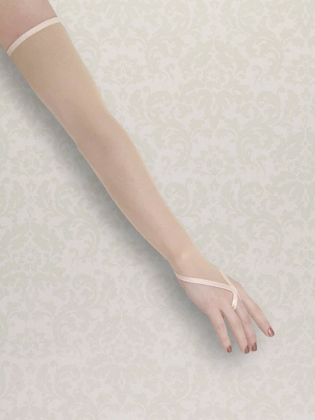 Chorus Girl Nude Power Mesh Illusion Fingerless Gloves