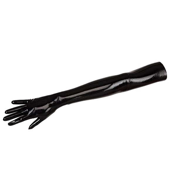 EXLATEX Women's Latex Black Long Gloves Outfits