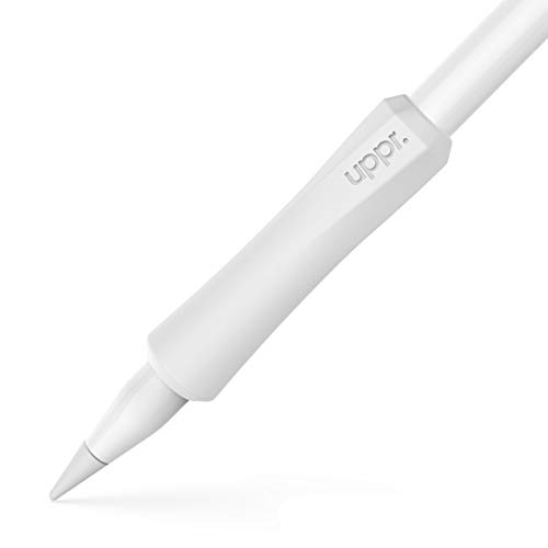 UPPERCASE Designs NimbleGrip Premium Silicone Ergonomic Grip Holder, Dual Sided Design, Compatible with Apple Pencil 1st Generation and Apple Pencil 2nd Generation (2 Pack, White) - 2 Pack - White