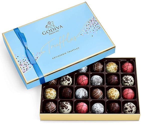 Godiva Chocolatier Patisserie Dessert Chocolate Truffle Gift Box for Birthday, Thank You, Anniversary, Congratulations Gift Basket Gourmet Candy with Creamy Ganache in Assorted Chocolate, 24 pc - Patisserie Truffles - 24 Count (Pack of 1)