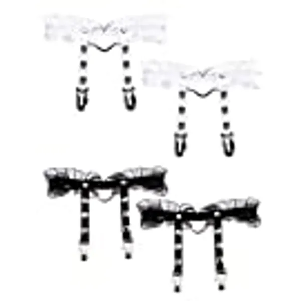 Adove Women Adjustable Leather Thigh Garter, Heart Shaped Leg Garter with Clips Punk Goth Garters for Thigh high Socks Black