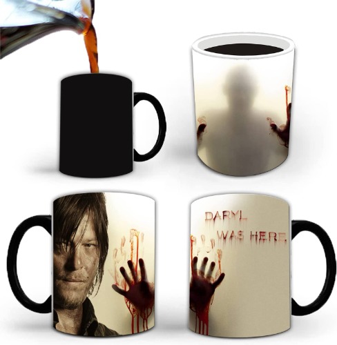Aigori DARYL WAS HERE, Walking Dead Gifts, Heat Sensitive Color Changing Ceramic Mug(11oz), TWD Present for Men Women Halloween Birthday Mother Father Friends（1PC） - DARYL WAS HERE
