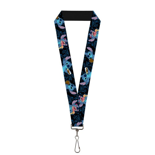 Buckle-Down Unisex-Adult's Lanyard-1.0-Stitch Snacking Poses Black/Blue, Multicolor, One-Size - 