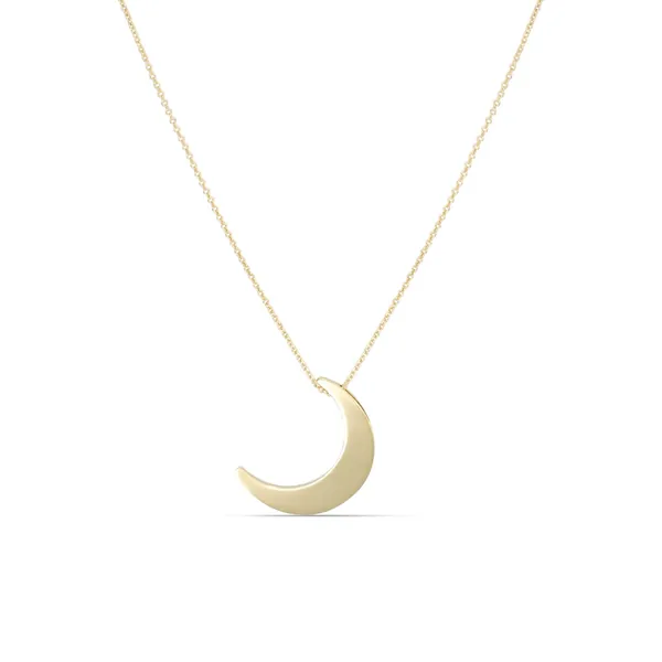 14K Gold Moon Necklace - 14K White Gold