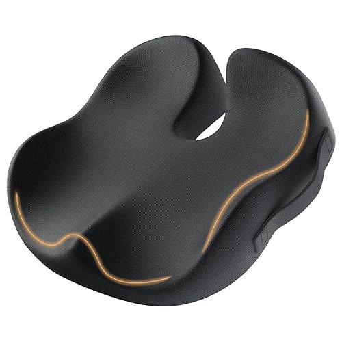 ProtoArc Seat Cushion for Tailbone Pain Relief, Office Chair Cushion, Extra Large Ergonomic Memory Foam Seat Cushion for Home, Car, Pressure Relief Pad for Hip, Coccyx, All Day Comfort - Black - Black