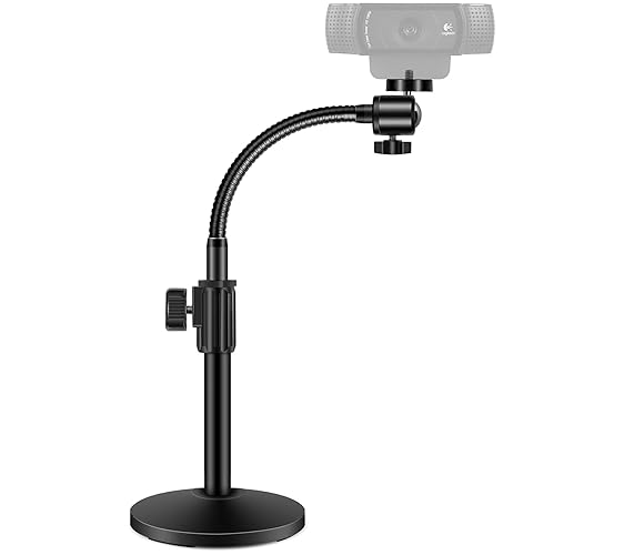 InnoGear Webcam Stand for Desk, Camera Stand Mount Gooseneck Arm for Logitech Webcam C922 C930e C920S C920 C615 C960 C920x BRIO 4K NexiGo N60, Phone Mount, Right Light, GoPro with 1/4" Thread