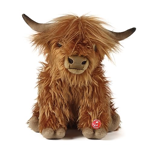 Living Nature Highland Cow Brown Plush Toy | Farm Toy with Sound | Soft Toy Gift for Kids | Naturli Eco-Friendly Plush | 22 cm - Brown Highland