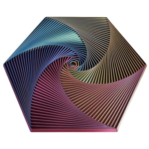 Fractal Fidget Hexagon - 3D Printing Hexagon Fidget Toy - Pocket-Size Sensory Toy for Kids & Adults, Anti-Anxiety and Stress Relief, Hexagon Spiral, Mindful Meditation Tool (4-Color) - 4-color