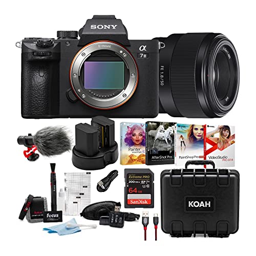 Sony a7 III Full Frame Mirrorless Camera with 28-70mm, FE 50mm f/1.8 Lens, 64GB Card, and Accessory Bundle (9 Items)