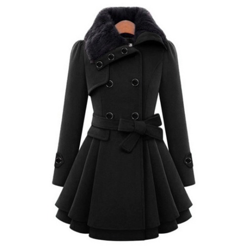 Manteau d'hiver long et chaud - Lise | Noir / S