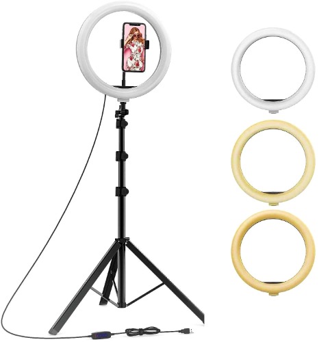 upReale Professional 10" inch LED Ring Light with 7 Ft Tripod Stand Combo | 3 color modes Dimmable | Lighting For Tiktok YouTube Reels Photo-shoot Video Live Stream Makeup Videos vlogging Shooting and Camera Clip Setup