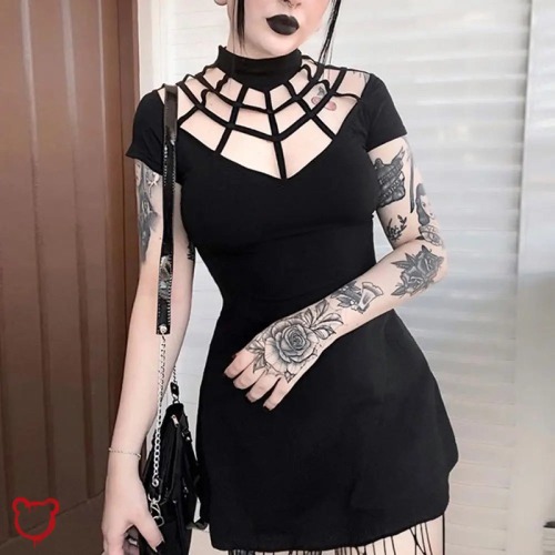 Gothic Spider Web Dress - black / S