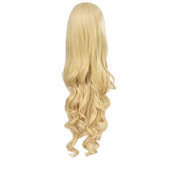Rbenxia Curly Cosplay Wig Long Hair Heat Resistant Spiral Costume Wigs Anime Fashion Wavy Curly Cosplay Daily Party Light Gold 32" 80cm