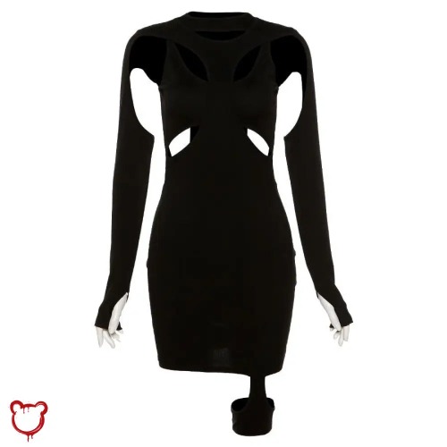 'Black Alt Long Sleeve Dress' rephrased as 'Black Alt Dress - Long Sleeve' - Black / S