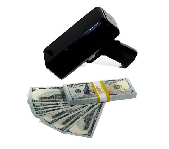 Make It Rain $10,000 Stacks With Money Gun - Full Print - Black / Full Prints