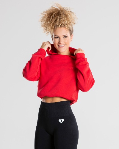 True Mesh Cropped Hoodie | Red | S