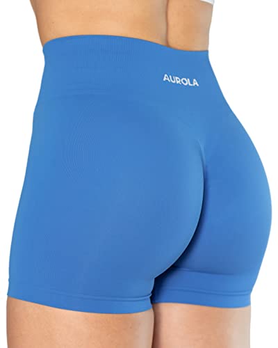 AUROLA Dream Collection Workout Shorts for Women Scrunch Seamless Soft High Waist Gym Shorts - Dream - Small - Diva Blue